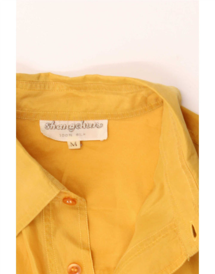Camicia vintage da uomo in seta gialla media
