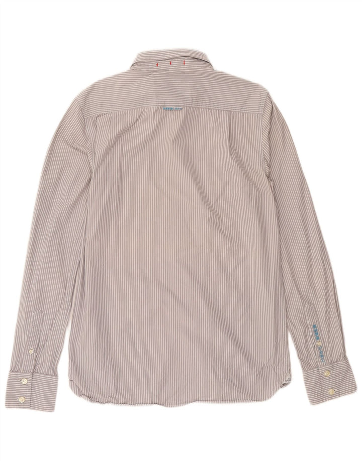 Camicia da uomo Superdry in cotone a righe grandi grigie