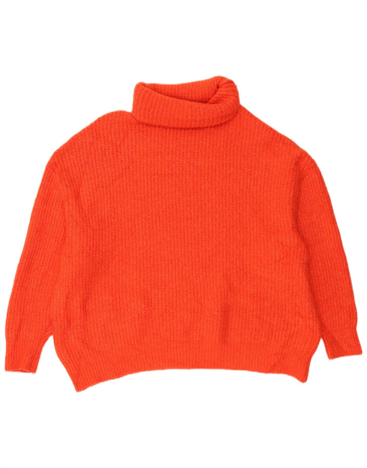 Maglione maglione oversize con collo alto da donna Zara UK 16 grande acrilico arancione