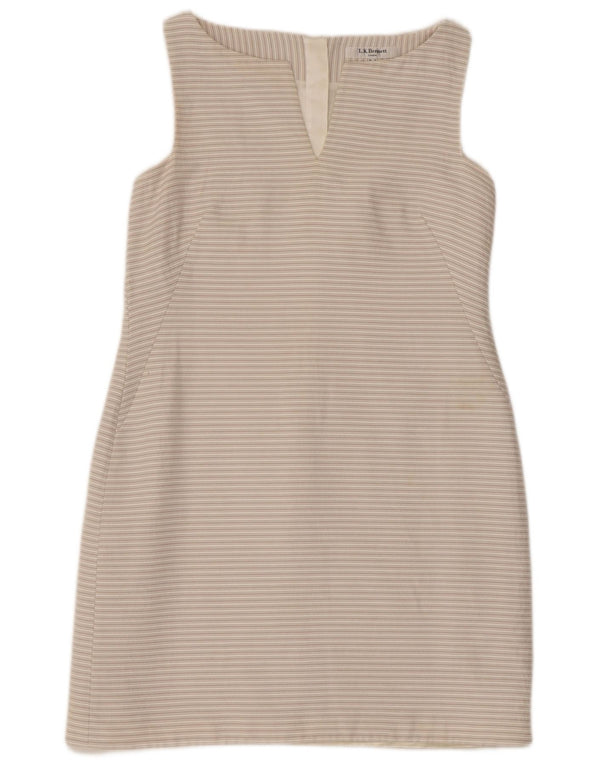 L.K. BENNETT Womens Sleeveless Sheath Dress UK 12 Medium Grey Striped