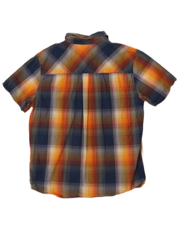 Camicia a maniche corte da uomo Weird Fish in cotone a quadri blu medio