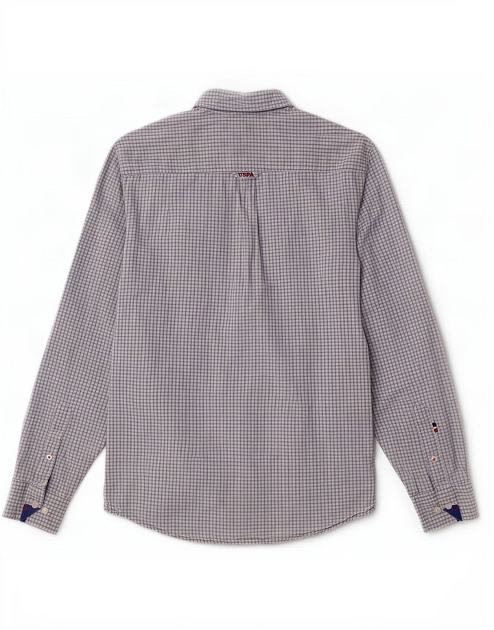 Polo Assn. Camicia da uomo in cotone a quadretti blu medio