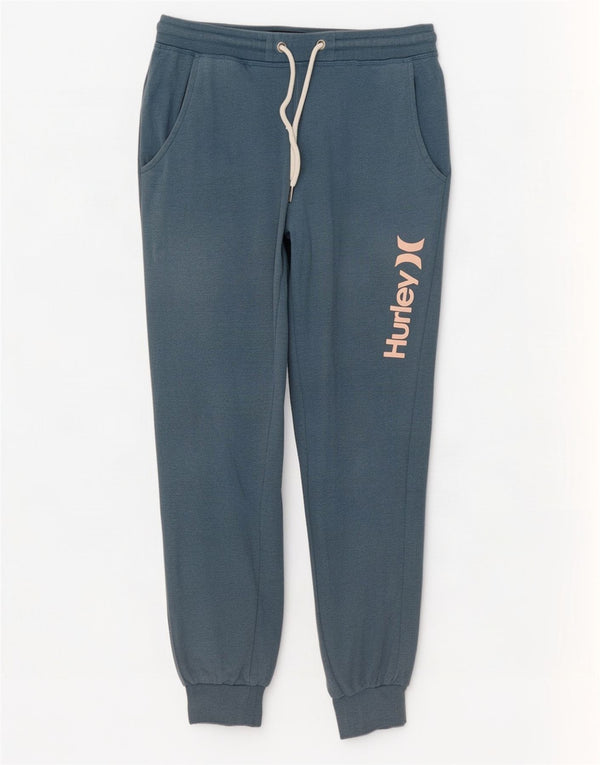 Hurley Mens Graphic Tracksuit Trousers Joggers Small Blue Cotton