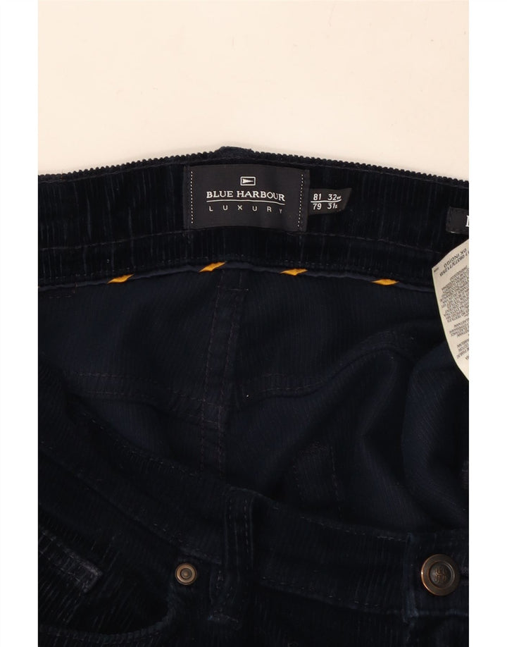 MARKS & SPENCER Pantaloni dritti da uomo in velluto a coste W32 L31 cotone blu navy