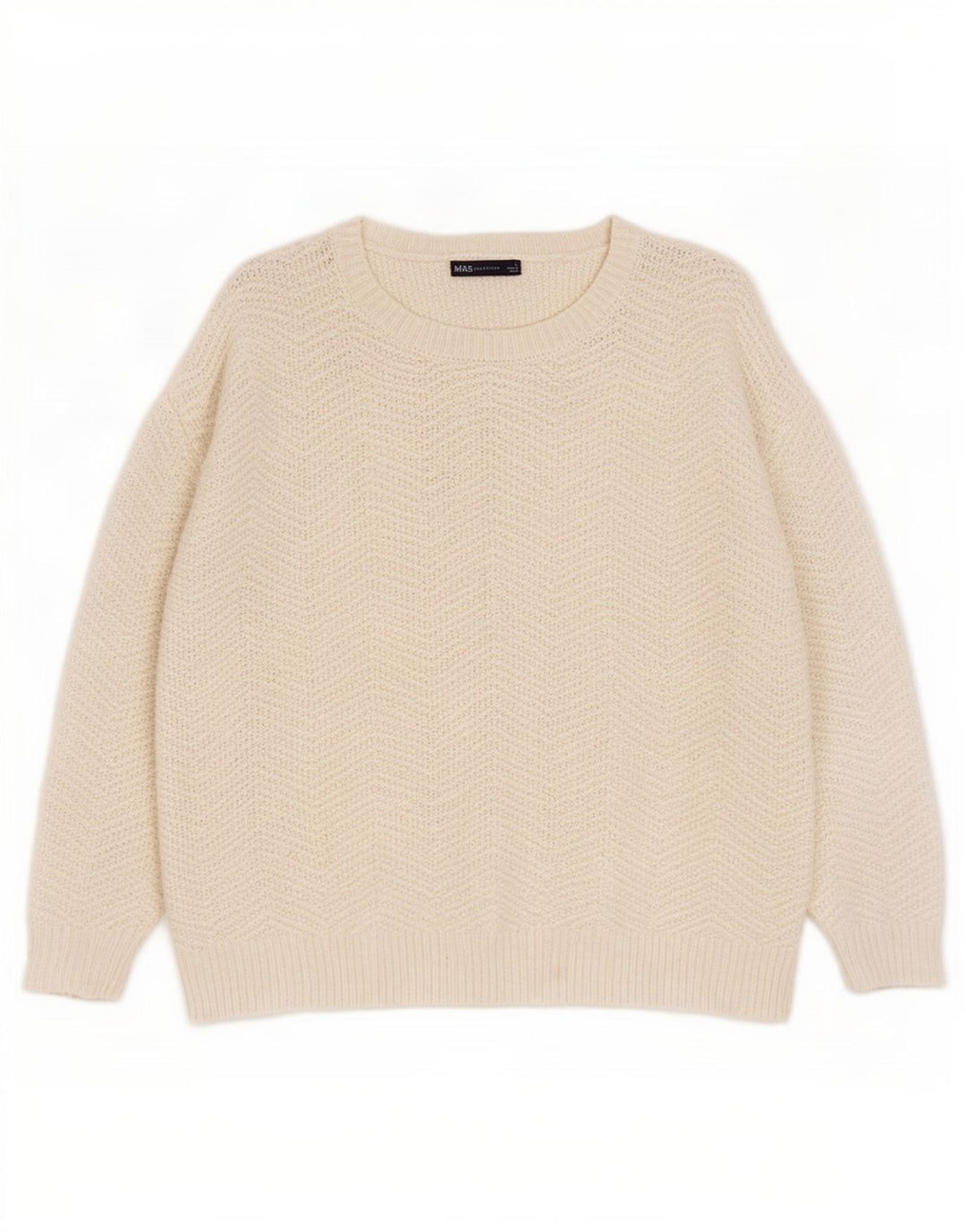 Maglione maglione con scollo a barca da donna Marks & Spencer UK 16 Grande Chevron bianco