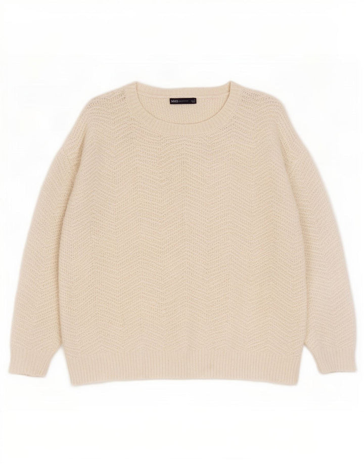 Maglione maglione con scollo a barca da donna Marks & Spencer UK 16 Grande Chevron bianco