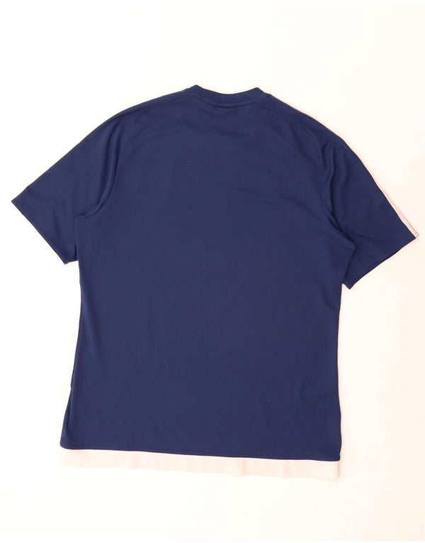 Adidas Uomo Climalite T-shirt Top Large Blu Navy Colourblock Poliestere