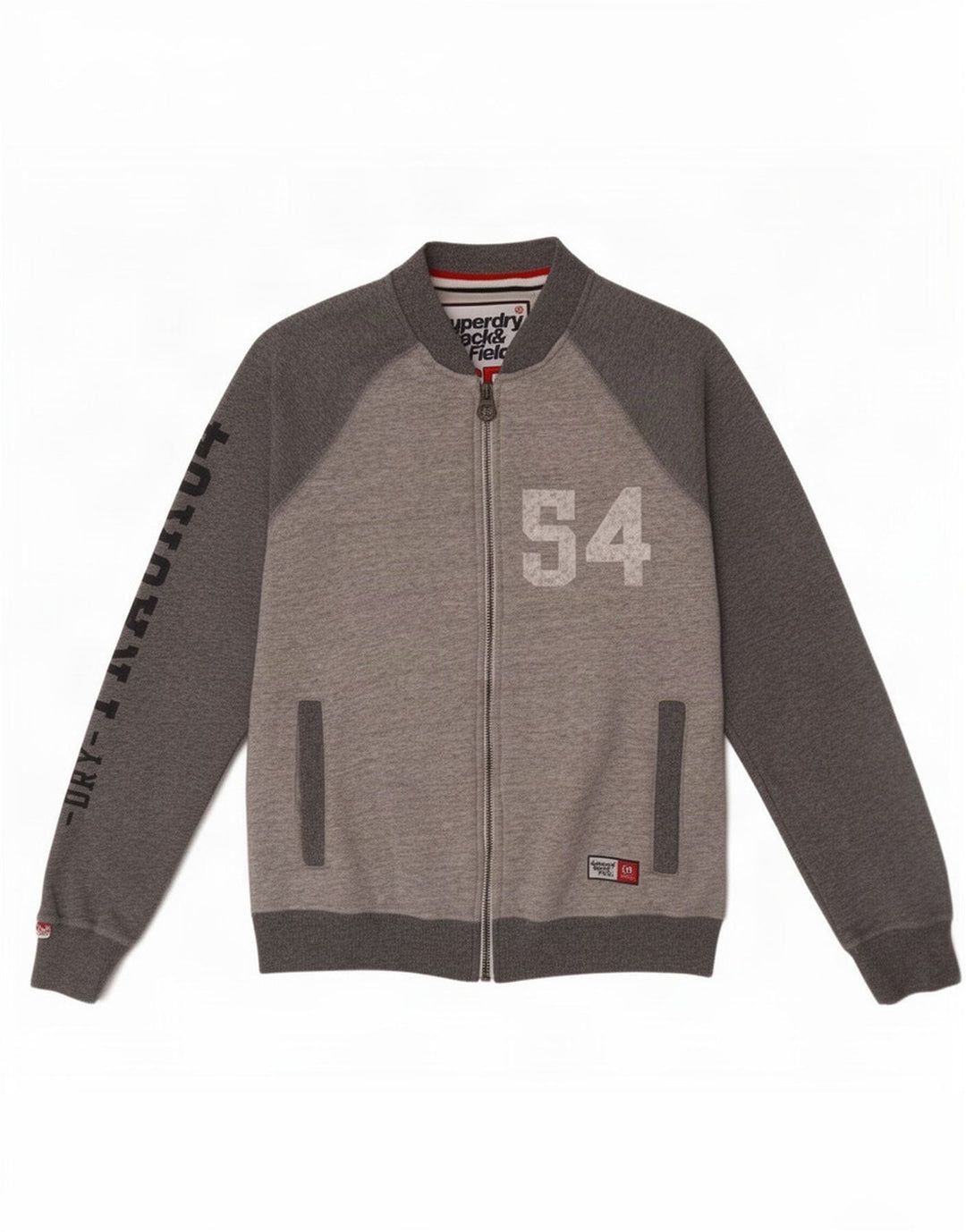 Giacca da ginnastica da uomo con grafica Superdry, grande, in cotone color block grigio
