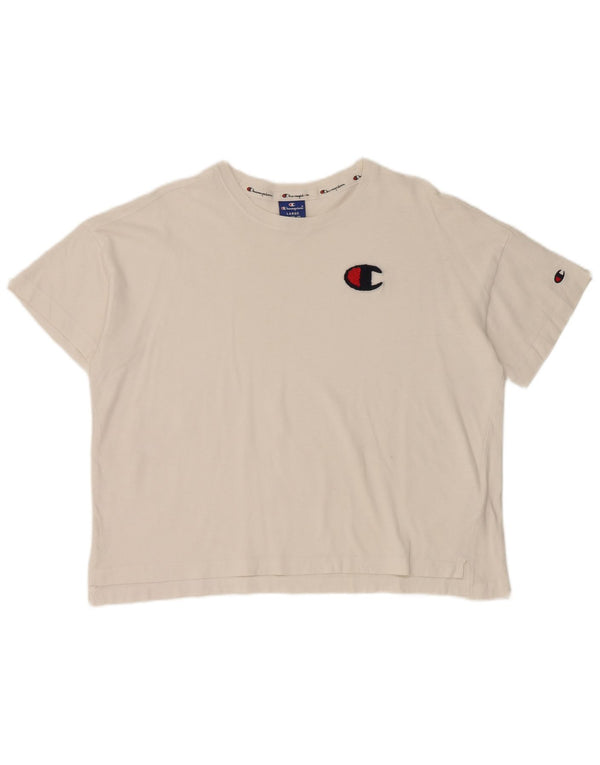T-shirt corta da donna Champion UK 16 grande cotone bianco