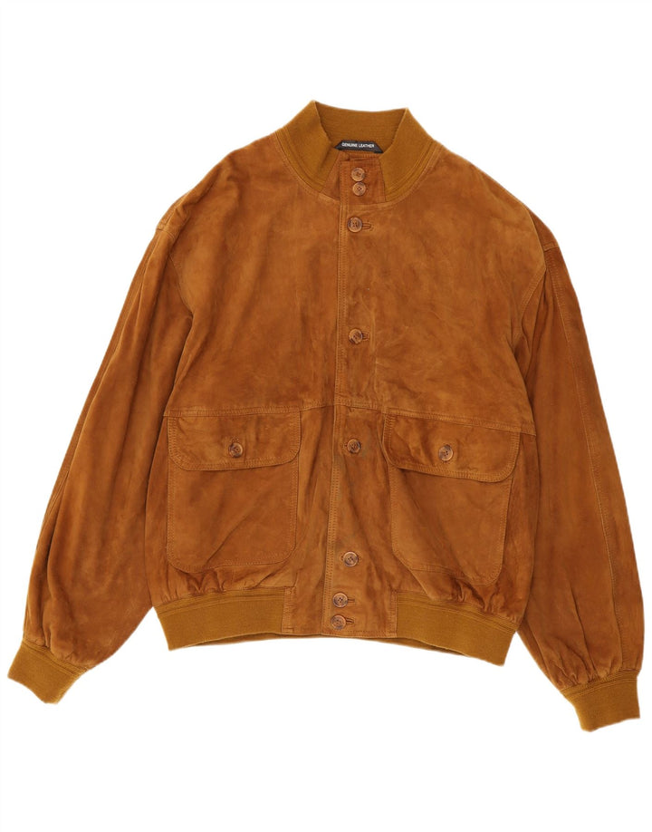 Giubbotto bomber in pelle scamosciata da uomo Living World IT 58 4XL Pelle marrone