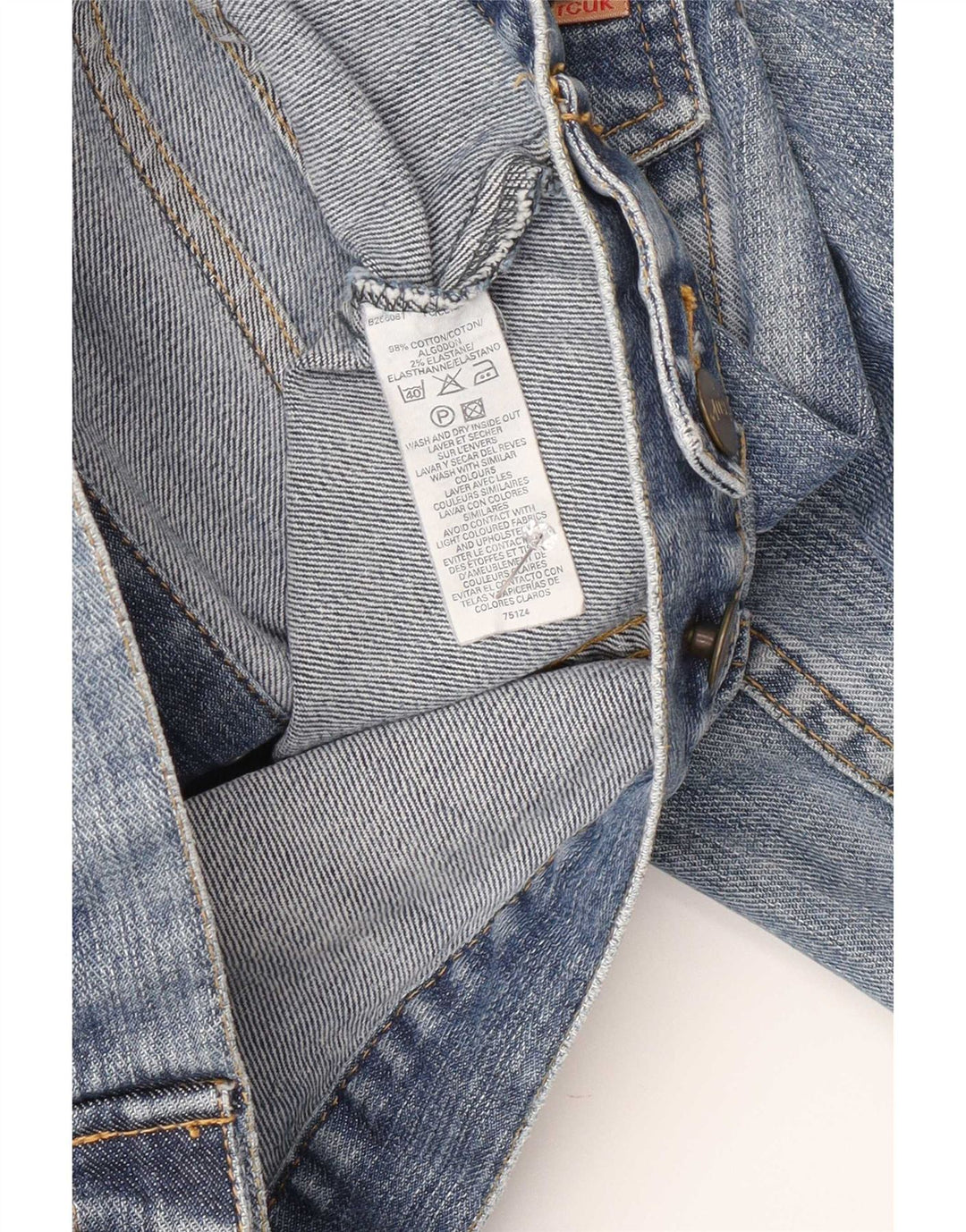 Giacca in denim da donna vestibilità regolare Fcuk UK 10 piccola in cotone blu