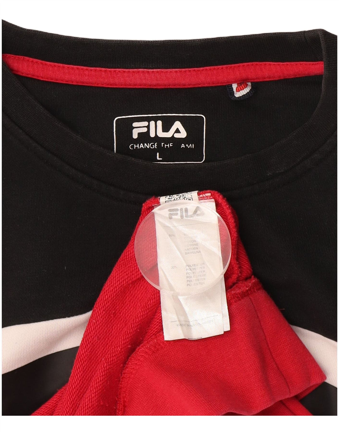 Fila Felpa grafica da uomo Maglione Large Rosso Colourblock in cotone