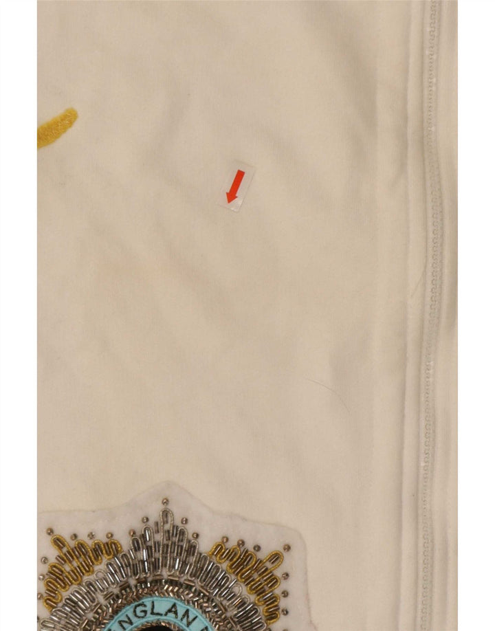 Giacca da tuta con grafica vintage da donna UK 16 grande cotone bianco