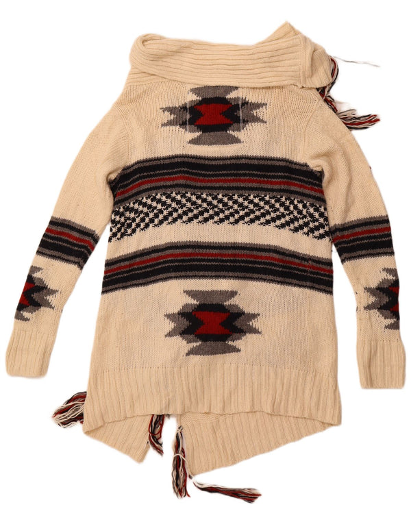 Maglione cardigan lungo da donna SUPERDRY UK 14 medio bianco sporco