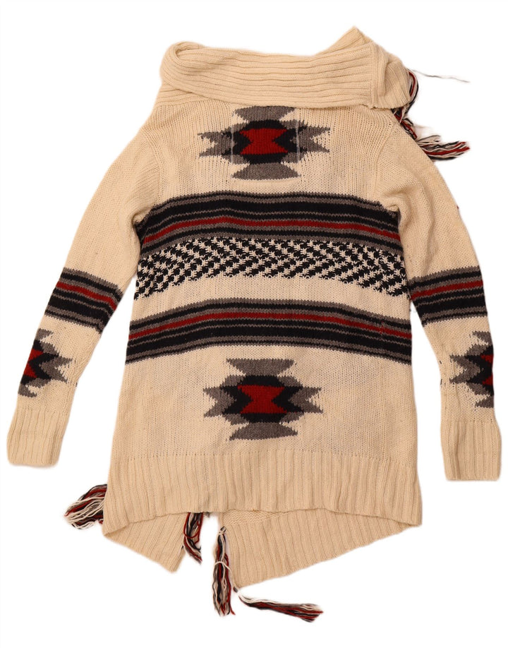 Maglione cardigan lungo da donna SUPERDRY UK 14 medio bianco sporco