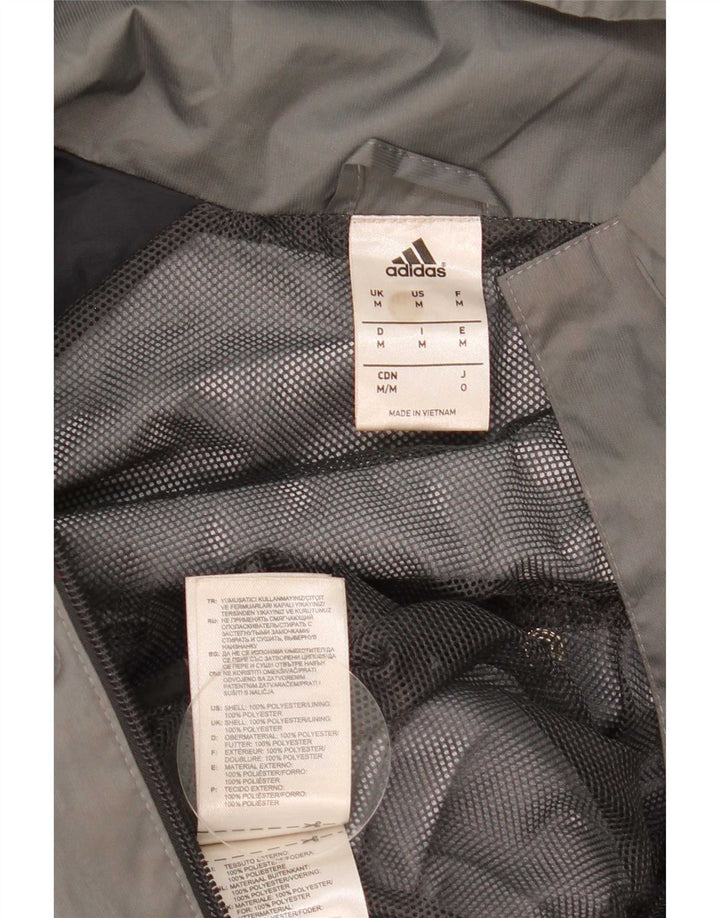 Giacca antipioggia da uomo Adidas con cappuccio UK 38 Poliestere color block grigio medio