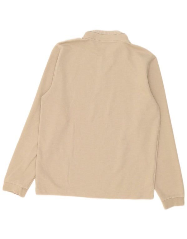 Marks & Spencer Top da uomo con cerniera 1/4 a maniche lunghe in cotone beige medio