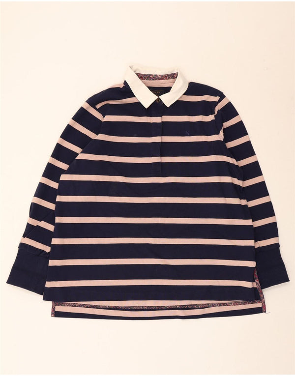 Polo da rugby da donna a maniche lunghe Joules UK 18 XL a righe blu navy