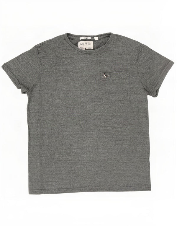 T-shirt da uomo slim fit Jack Wills Top XL in cotone chiazzato grigio