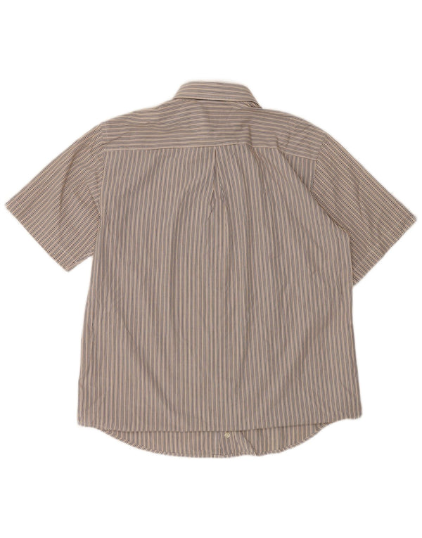 Camicia a maniche corte da uomo Dockers taglia 16 1/2 grande cotone gessato marrone