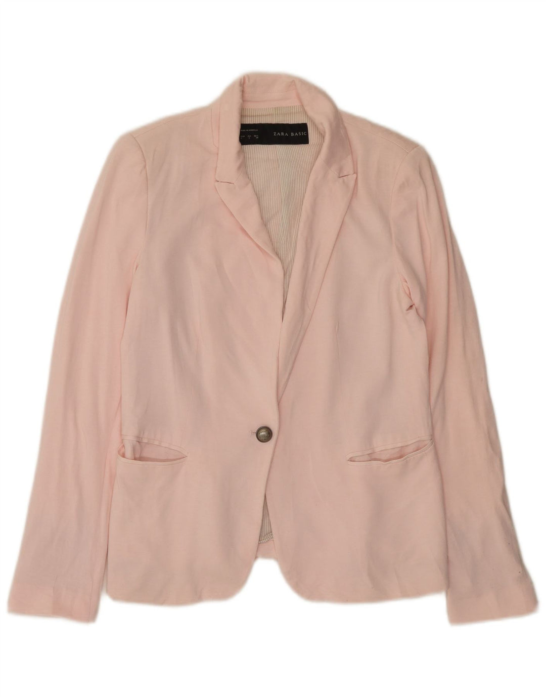 Giacca blazer a 1 bottone da donna Zara UK 14 grande rosa viscosa