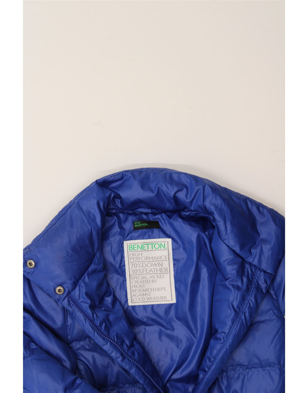BENETTON Womens Padded Jacket UK 12 Medium Blue Vintage Benetton and Second-Hand Benetton from Messina Hembry 