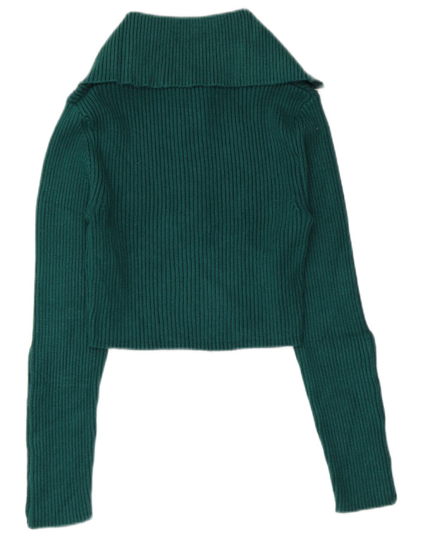 Maglione corto con collo alto da donna Zara UK 12 Viscosa verde medio