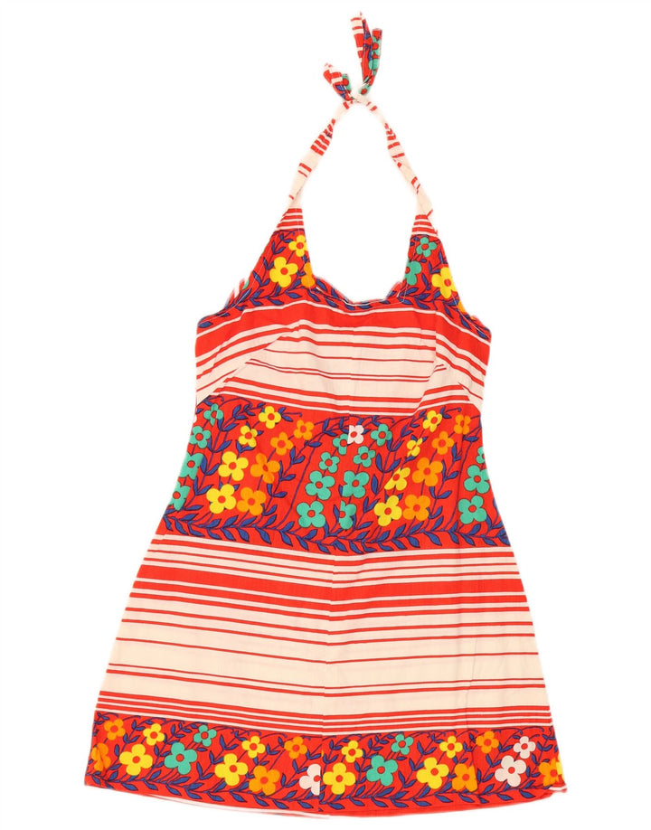 Abito vintage da donna alla caviglia UK 8 piccolo floreale multicolore