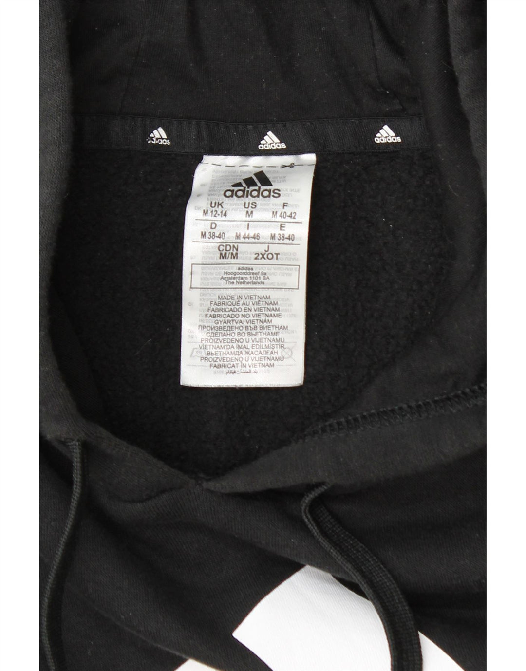 Maglione con cappuccio oversize grafico da donna Adidas UK 12/14 Cotone nero medio