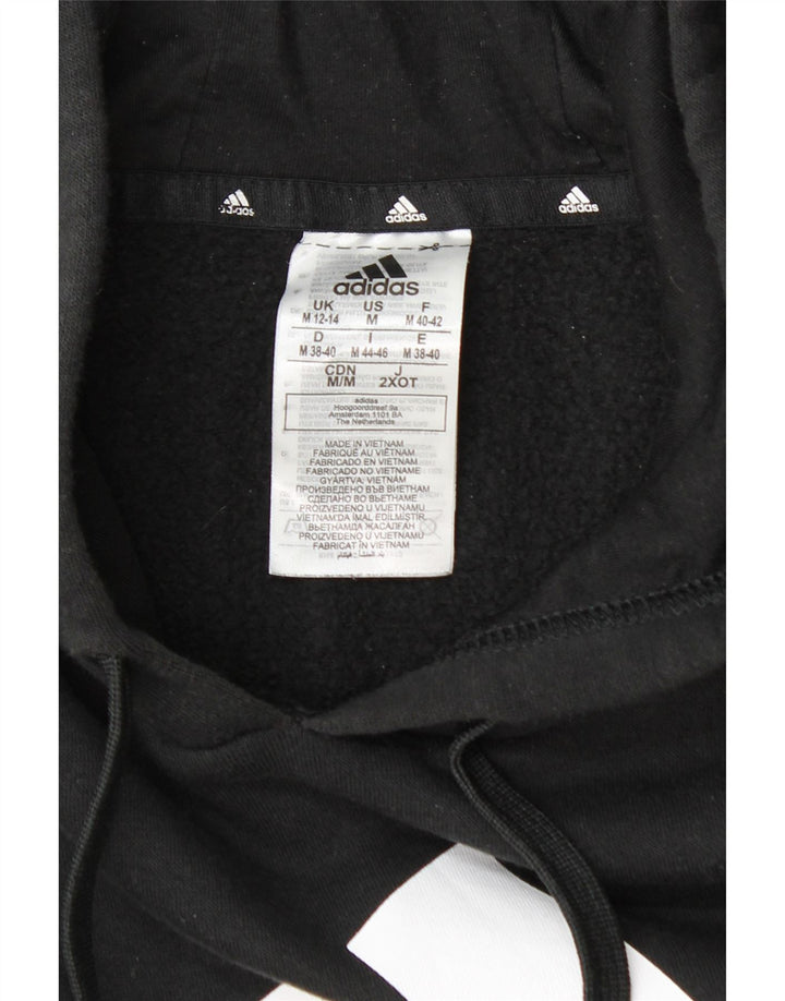 Maglione con cappuccio oversize grafico da donna Adidas UK 12/14 Cotone nero medio