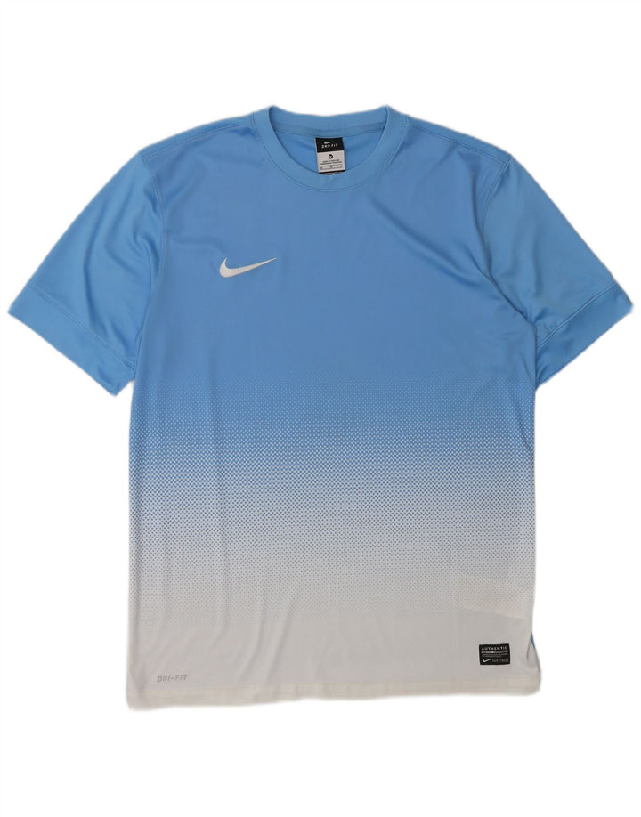 T-shirt Nike Dri Fit da uomo, top in poliestere color block blu medio