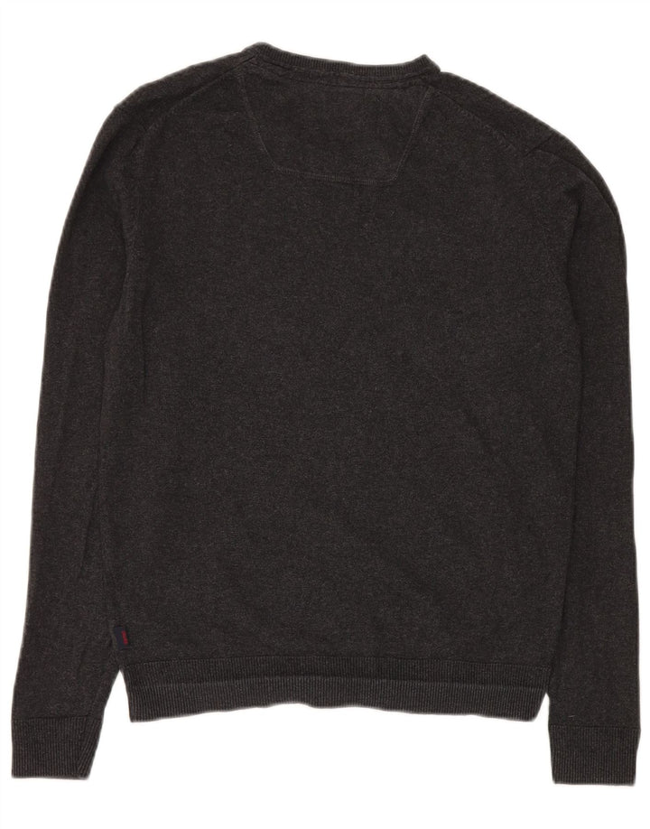 Maglione da uomo con scollo a V Esprit piccolo in cotone grigio