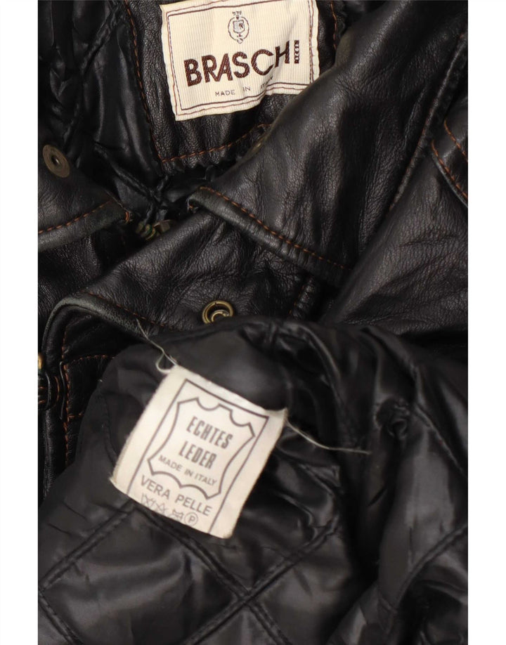 Giacca in pelle da uomo vestibilità ampia Braschi UK 38 Marrone medio