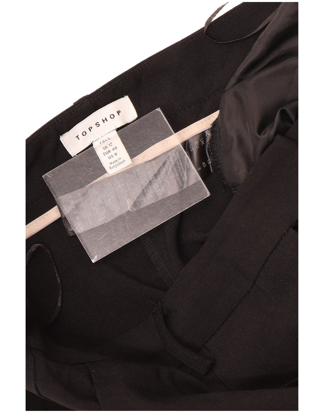 Pantaloni chino con pegging da donna Topshop UK 12 medio W30 L32 poliestere nero