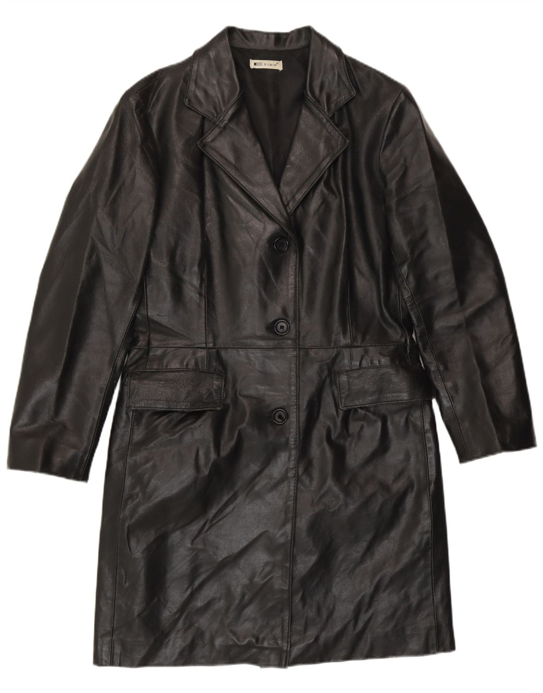 Cappotto in pelle vintage da donna IT 42 medio in pelle nera