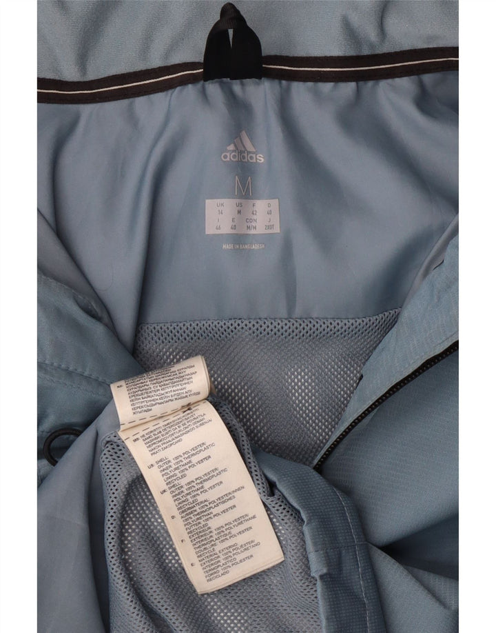 Giacca antipioggia con cappuccio da donna Adidas UK 14 poliestere blu medio