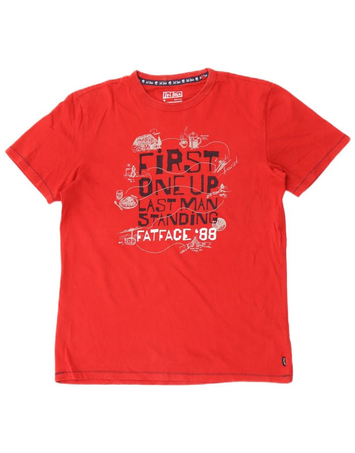 T-shirt grafica da uomo Fat Face Top in cotone rosso medio