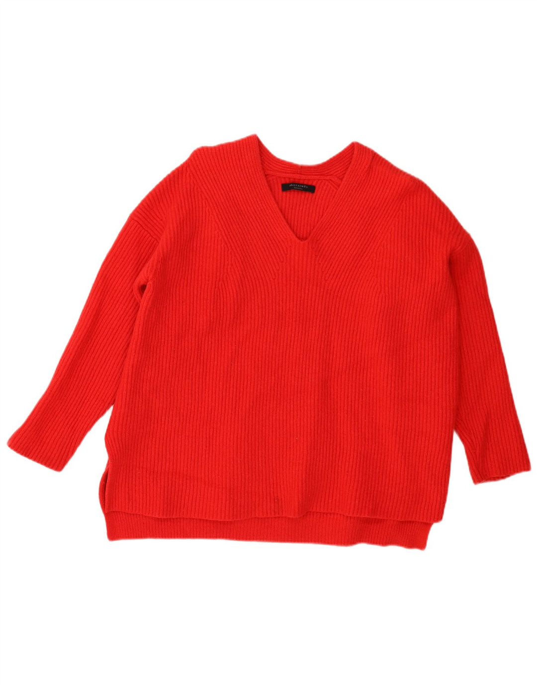 Maglione maglione oversize con scollo a V da donna All Saints UK 14 Lana rossa media
