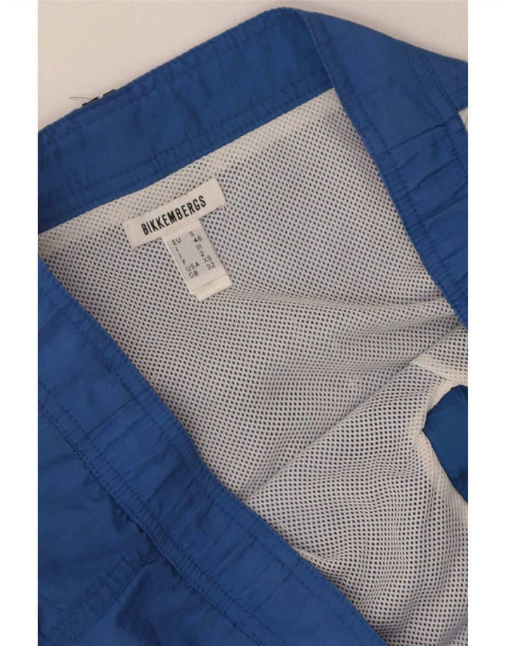 Pantaloncini da bagno grafici da uomo di Bikkembergs blu medio color block in poliammide