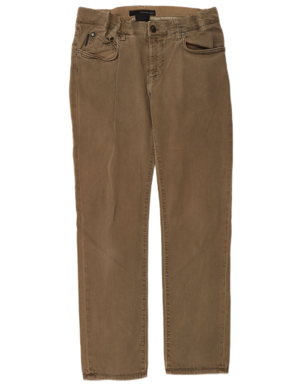 Pantaloni casual dritti da uomo Calvin Klein W32 L30 cotone kaki