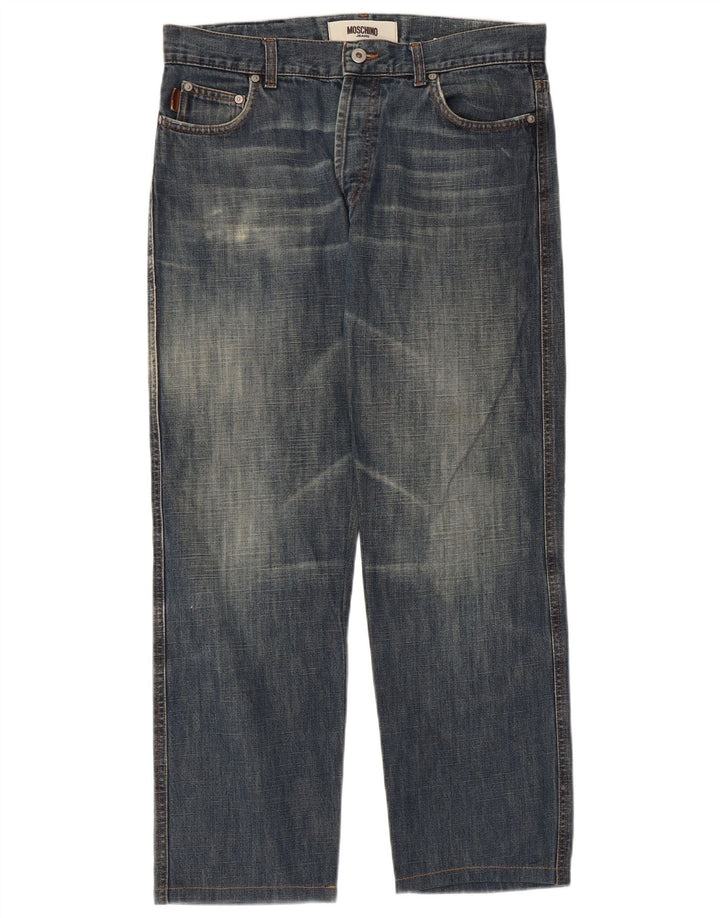 Jeans dritti da uomo MOSCHINO W34 L27 cotone blu