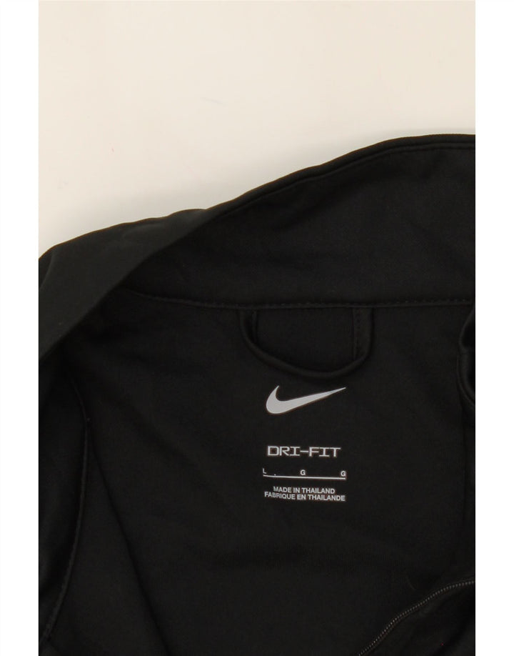 NIKE Mens Dri Fit Graphic Tracksuit Top Jacket Large Black Polyester Vintage Nike and Second-Hand Nike from Messina Hembry 