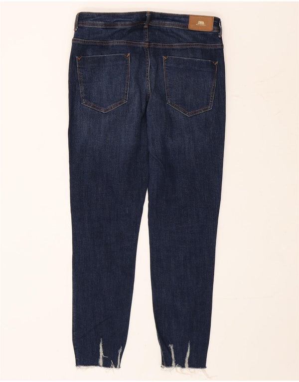 Jeans slim invecchiati da donna Zara EU 42 Large W32 L28 cotone blu navy