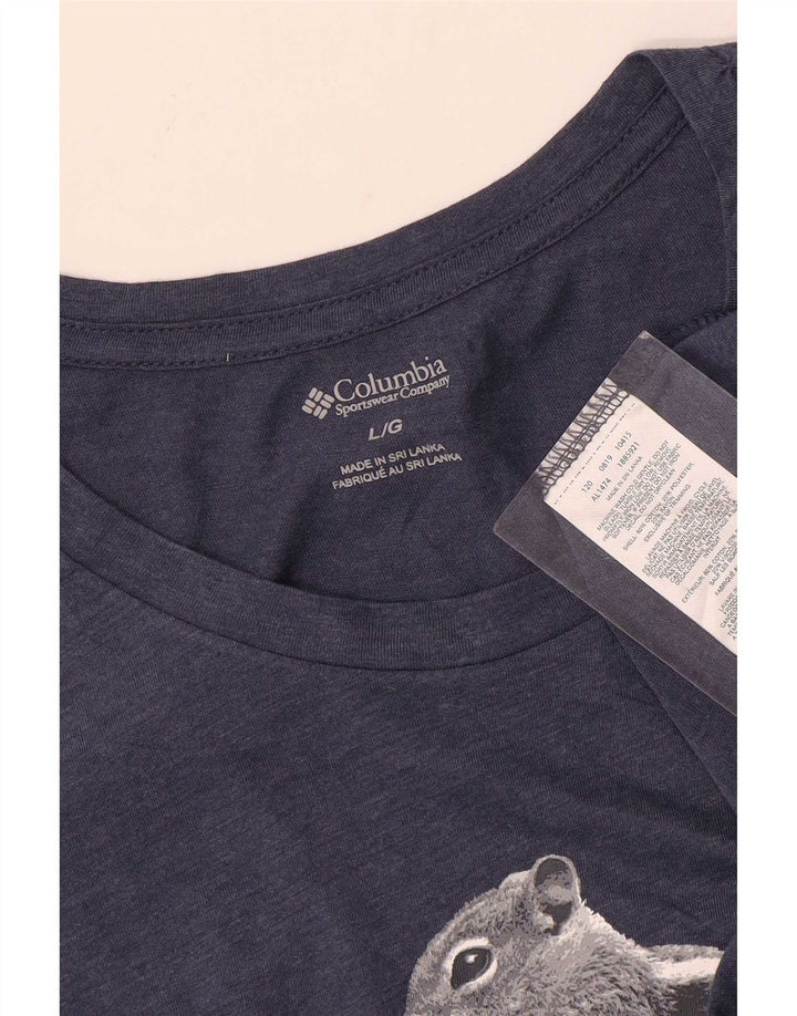 T-shirt grafica da donna Columbia UK 16 grande poliestere blu navy