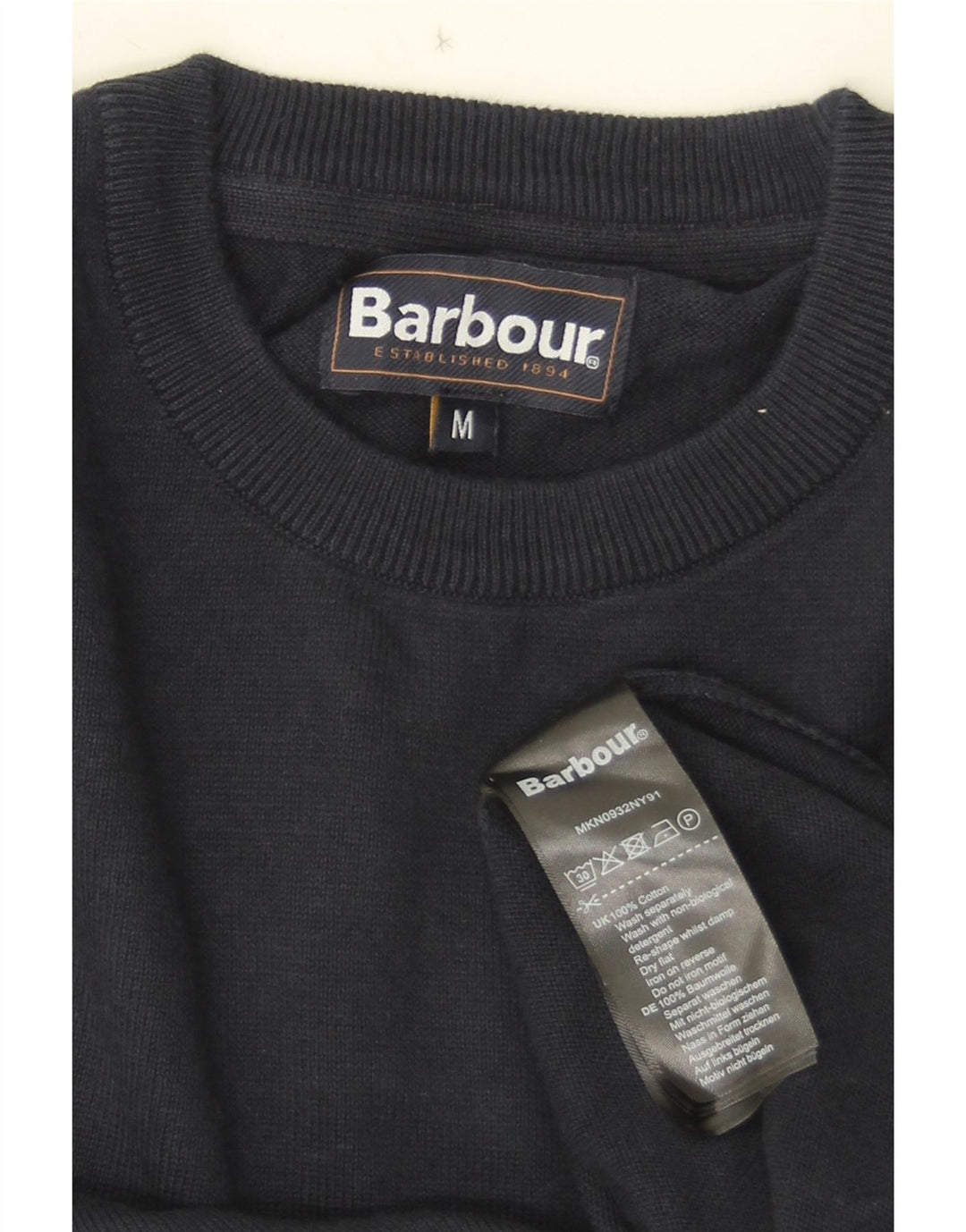 Maglione maglione girocollo da uomo Barbour in cotone blu navy medio