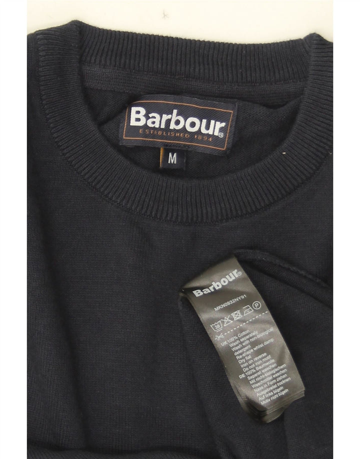 Maglione maglione girocollo da uomo Barbour in cotone blu navy medio