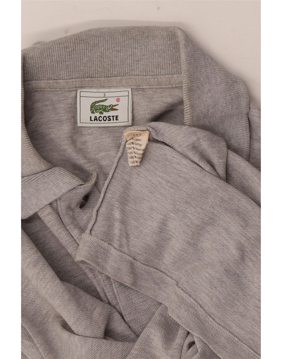 Polo da uomo Lacoste taglia 3 piccola in cotone chiazzato grigio