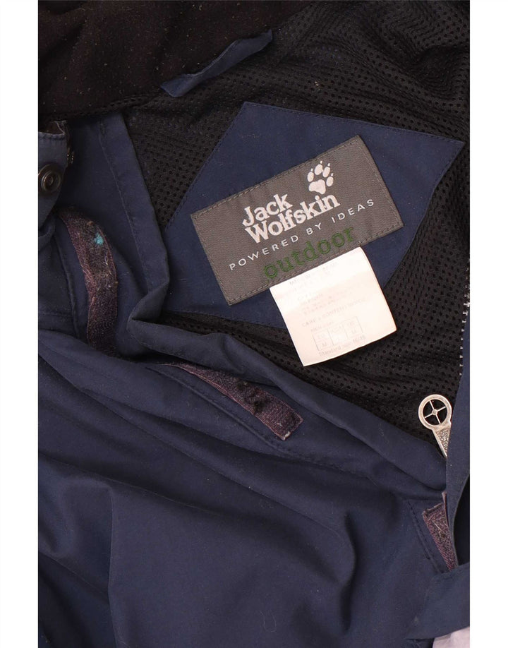 Giacca antipioggia con cappuccio da uomo Jack Wolfskin UK 38 Medium Navy Blue Colourblock
