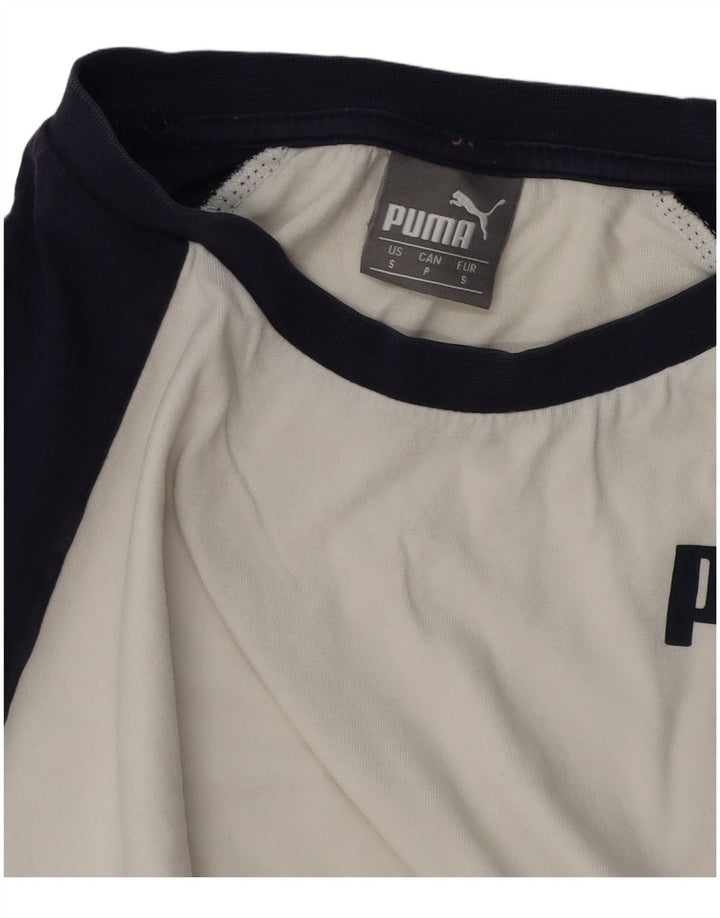 T-shirt da uomo Puma Top Small in cotone color block bianco
