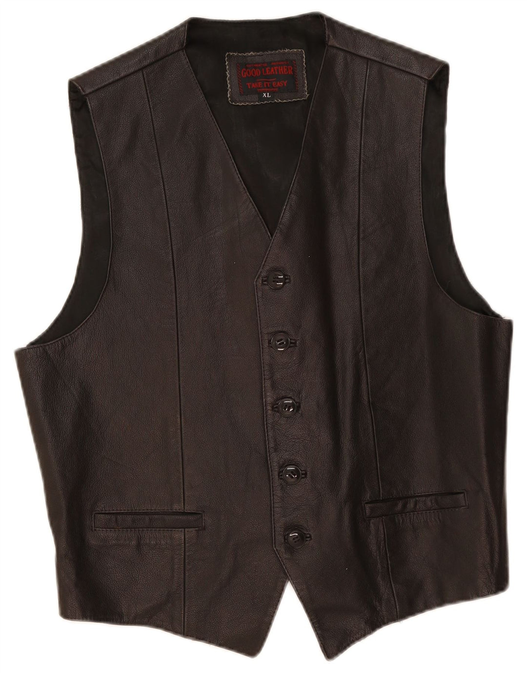 Gilet in pelle da uomo vintage XL in pelle nera